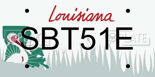 SBT51E Louisiana License Plate