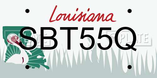 SBT55Q Louisiana License Plate