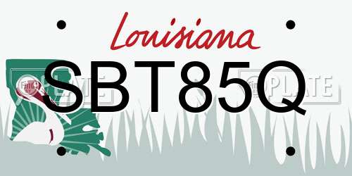 SBT85Q Louisiana License Plate