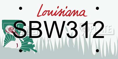SBW312 Louisiana License Plate