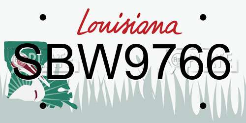 SBW9766 Louisiana License Plate