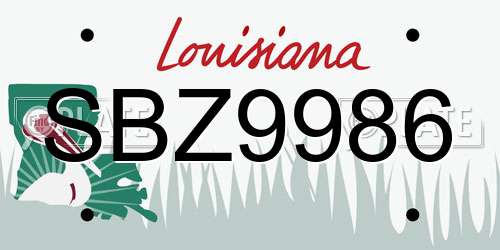 SBZ9986 Louisiana License Plate