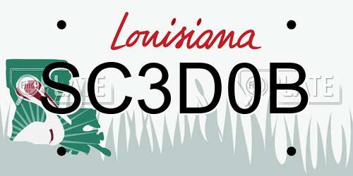 SC3D0B Louisiana License Plate