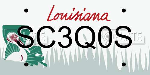 SC3Q0S Louisiana License Plate