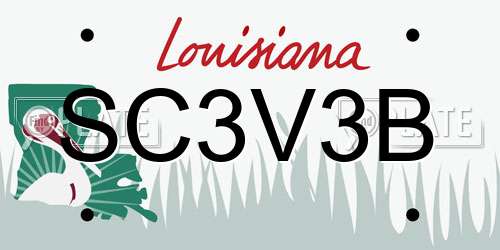 SC3V3B Louisiana License Plate