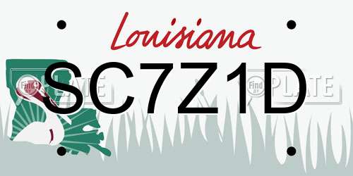 SC7Z1D Louisiana License Plate