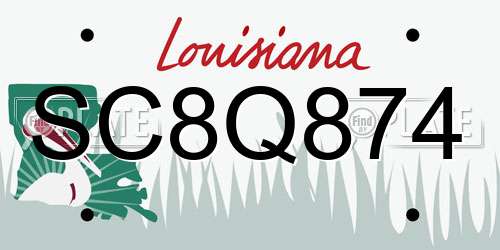SC8Q874 Louisiana License Plate