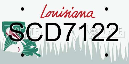 SCD7122 Louisiana License Plate