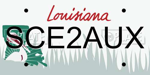 SCE2AUX Louisiana License Plate