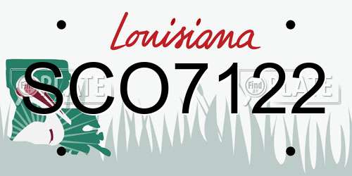 SCO7122 Louisiana License Plate