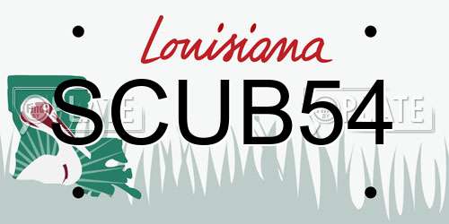 SCUB54 Louisiana License Plate