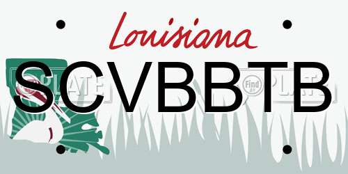 SCVBBTB Louisiana License Plate