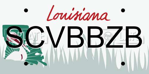 SCVBBZB Louisiana License Plate