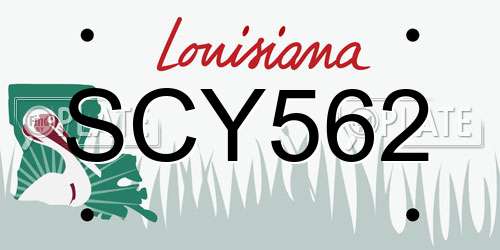 SCY562 Louisiana License Plate