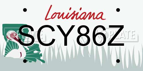 SCY86Z Louisiana License Plate