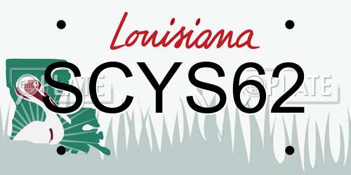 SCYS62 Louisiana License Plate
