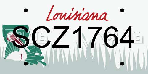 SCZ1764 Louisiana License Plate
