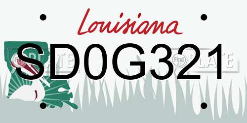 SD0G321 Louisiana License Plate