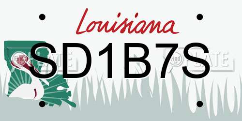 SD1B7S Louisiana License Plate