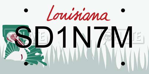 SD1N7M Louisiana License Plate