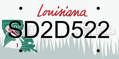 SD2D522 Louisiana License Plate