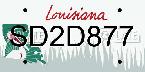 SD2D877 Louisiana License Plate