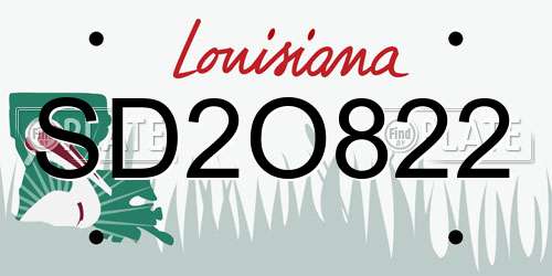 SD2O822 Louisiana License Plate