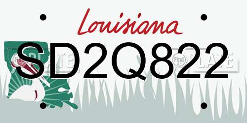 SD2Q822 Louisiana License Plate