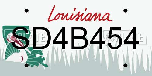 SD4B454 Louisiana License Plate