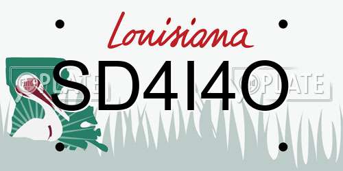 SD4I4O Louisiana License Plate