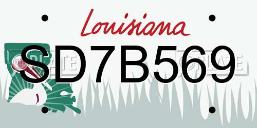SD7B569 Louisiana License Plate