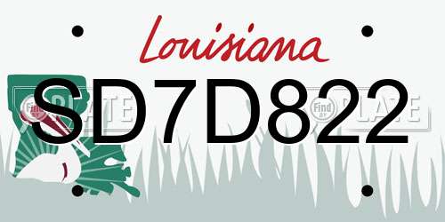 SD7D822 Louisiana License Plate