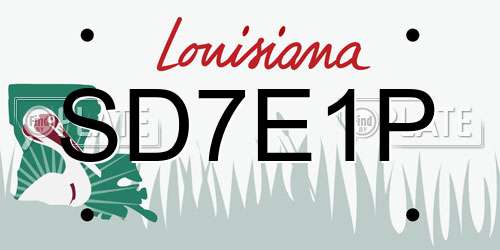 SD7E1P Louisiana License Plate