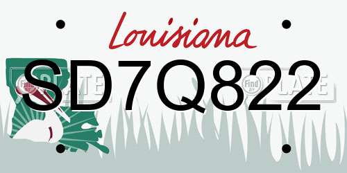 SD7Q822 Louisiana License Plate