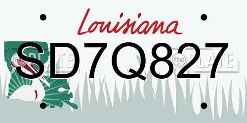 SD7Q827 Louisiana License Plate