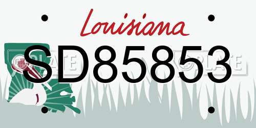 SD85853 Louisiana License Plate