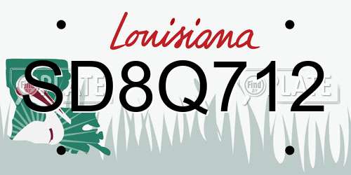 SD8Q712 Louisiana License Plate