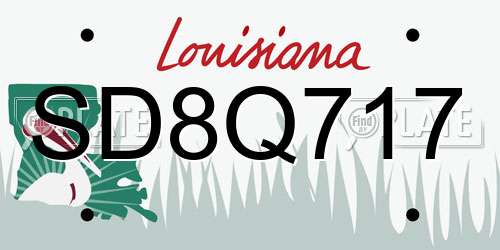 SD8Q717 Louisiana License Plate