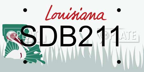 SDB211 Louisiana License Plate