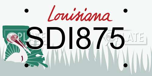 SDI875 Louisiana License Plate
