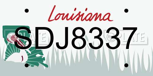 SDJ8337 Louisiana License Plate