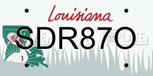 SDR87O Louisiana License Plate