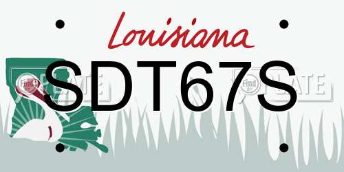 SDT67S Louisiana License Plate