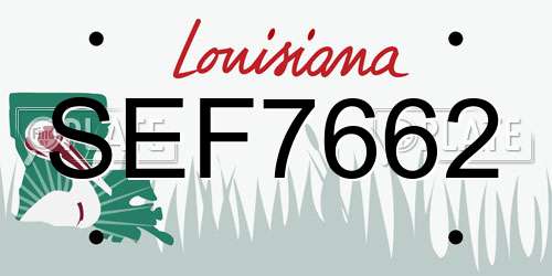 SEF7662 Louisiana License Plate