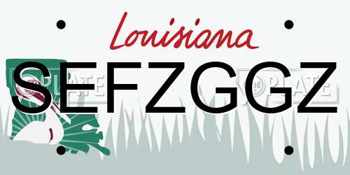 SEFZGGZ Louisiana License Plate