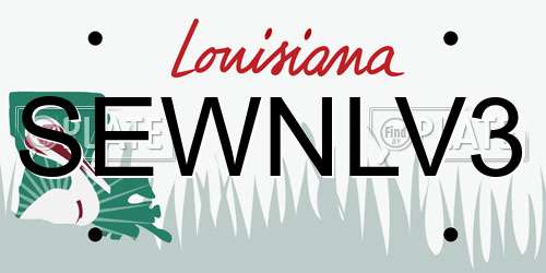 SEWNLV3 Louisiana License Plate