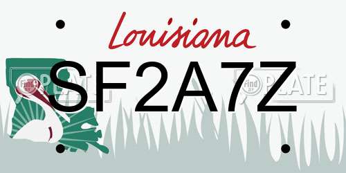 SF2A7Z Louisiana License Plate