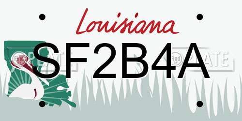 SF2B4A Louisiana License Plate