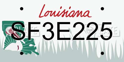 SF3E225 Louisiana License Plate