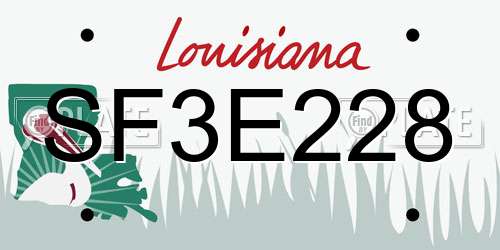 SF3E228 Louisiana License Plate